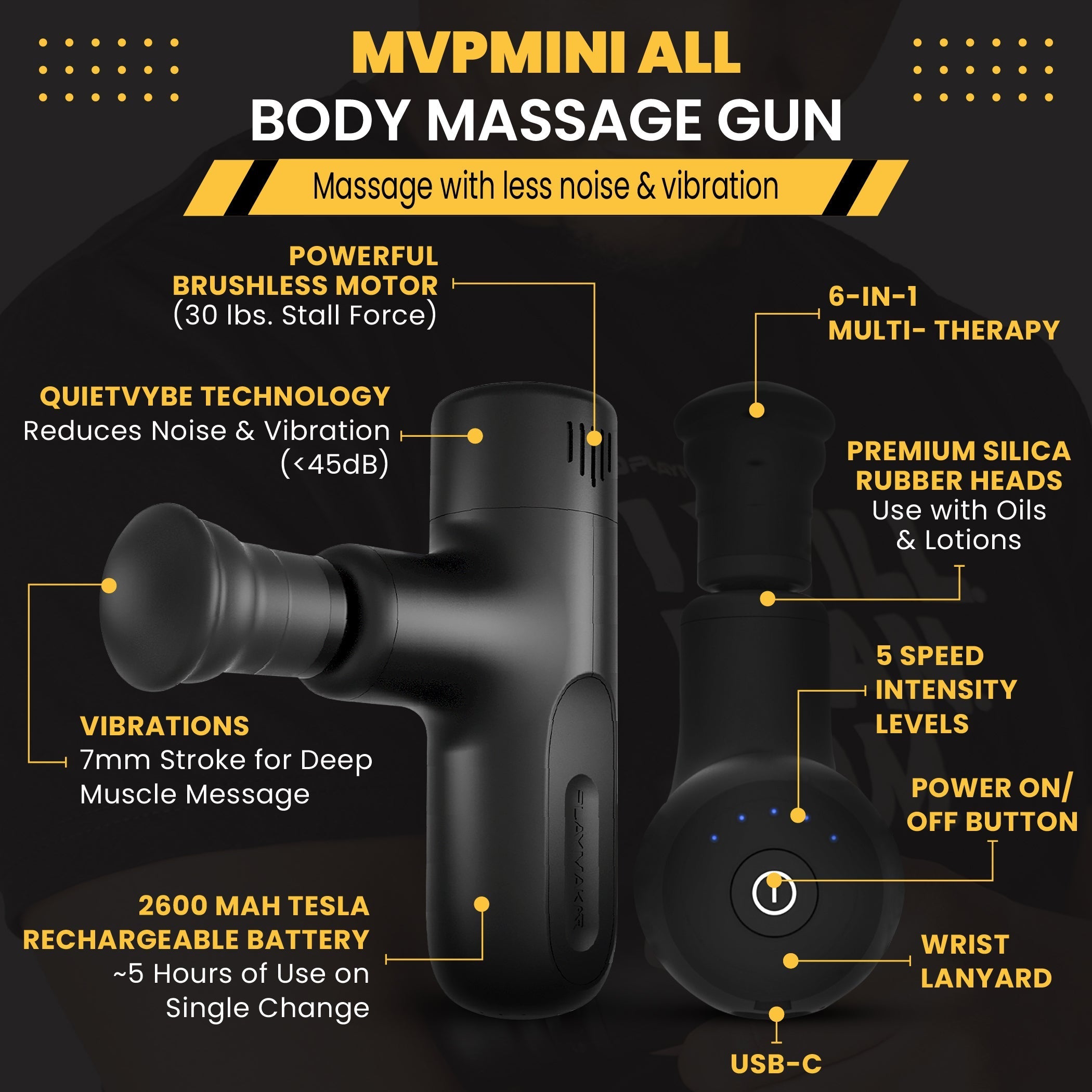 MVPmini Percussion Massage Gun - Portable Deep Tissue Massager