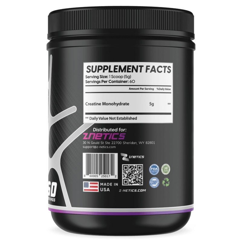 Creatine Monohydrate Ultramicronized | 5g Per Serving, 60 Servings | ONE ZTRIKE by ZNETICS - Znetics - 60 Servings Creatine
