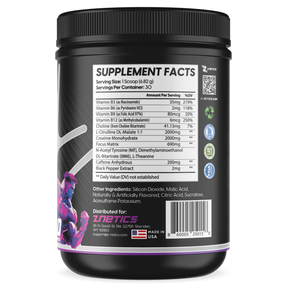 Pre-Workout Fruit Punch | Creatine, Nitric Oxide & Amino Acids | ONE ZTRIKE by ZNETICS - Znetics - Best Pre-Workout for Men