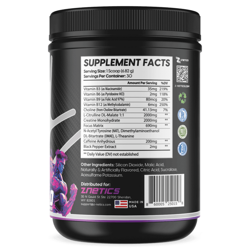 Pre-Workout Fruit Punch | Creatine, Nitric Oxide & Amino Acids | ONE ZTRIKE by ZNETICS - Znetics - Best Pre-Workout for Men