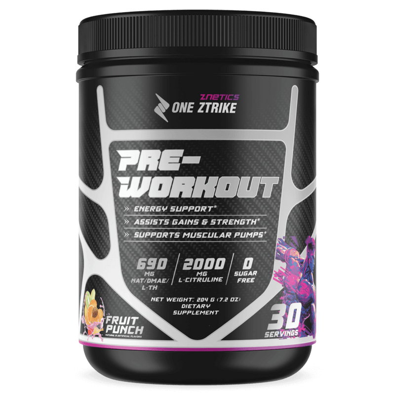 Pre-Workout Fruit Punch | Creatine, Nitric Oxide & Amino Acids | ONE ZTRIKE by ZNETICS - Znetics - Best Pre-Workout for Men