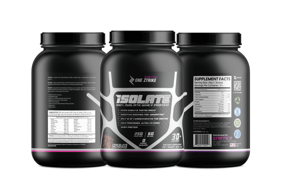 Whey Isolate Protein Chocolate 2LB | 25g Protein, Zero Sugar | ONE ZTRIKE by ZNETICS - Znetics | Chocolate