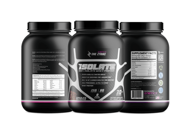 Whey Isolate Protein Chocolate 2LB | 25g Protein, Zero Sugar | ONE ZTRIKE by ZNETICS - Znetics | Chocolate