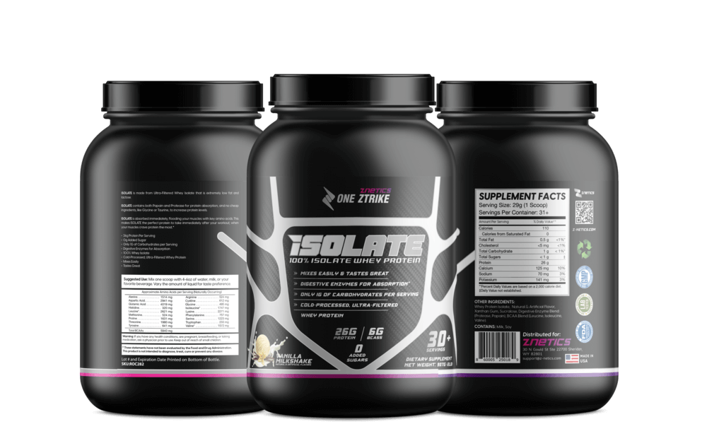 Whey Isolate Protein Vanilla 2LB | 26g Protein, Zero Sugar |  - Znetics 26g ProteinClean Protein PowderGluten Free Protein