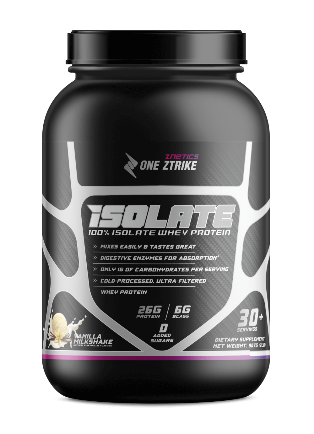 Whey Isolate Protein Vanilla 2LB | 26g Protein, Zero Sugar |  - Znetics 26g ProteinClean Protein PowderGluten Free Protein