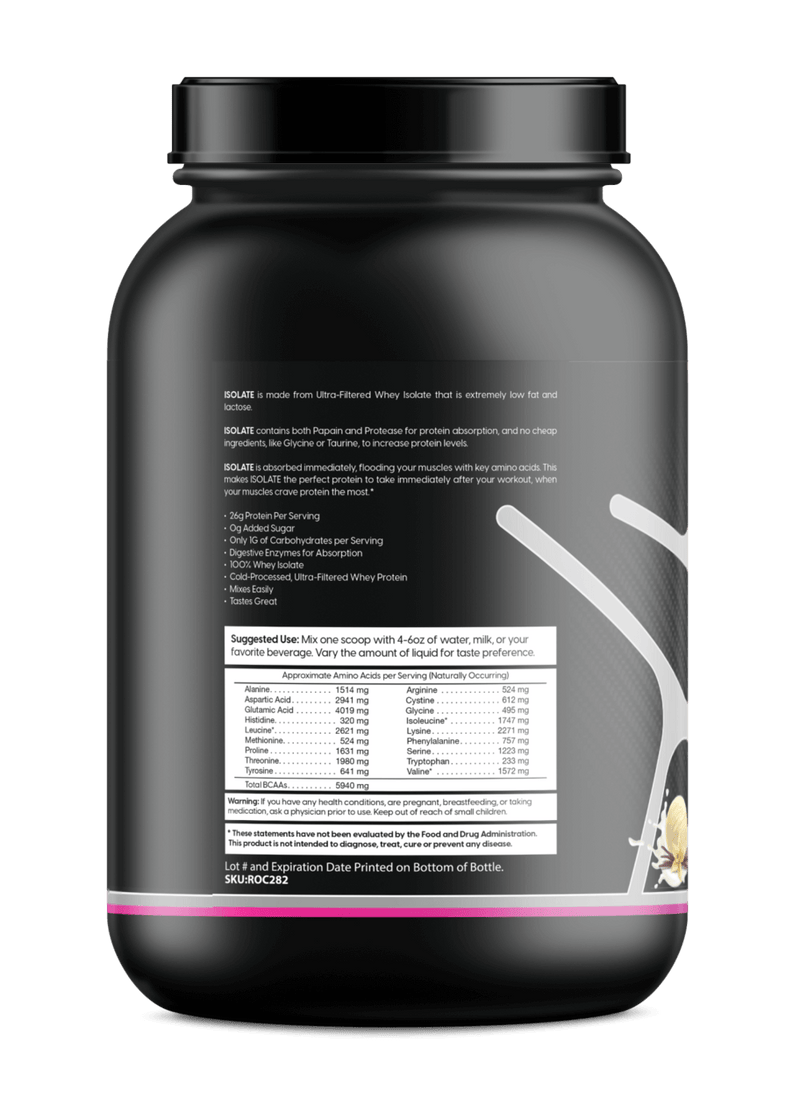 Whey Isolate Protein Vanilla 2LB | 26g Protein, Zero Sugar |  - Znetics 26g ProteinClean Protein PowderGluten Free Protein