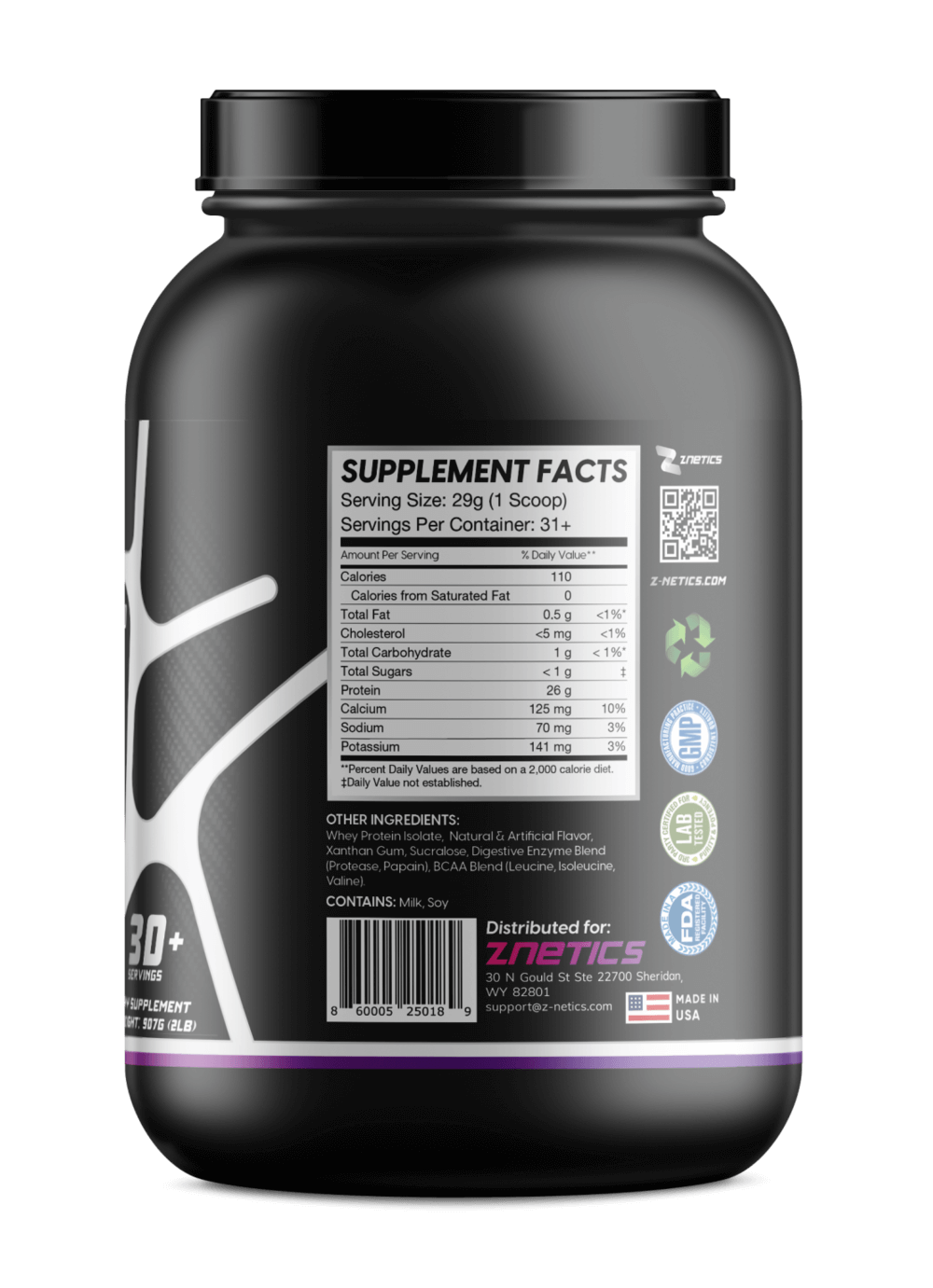 Whey Isolate Protein Vanilla 2LB | 26g Protein, Zero Sugar |  - Znetics 26g ProteinClean Protein PowderGluten Free Protein